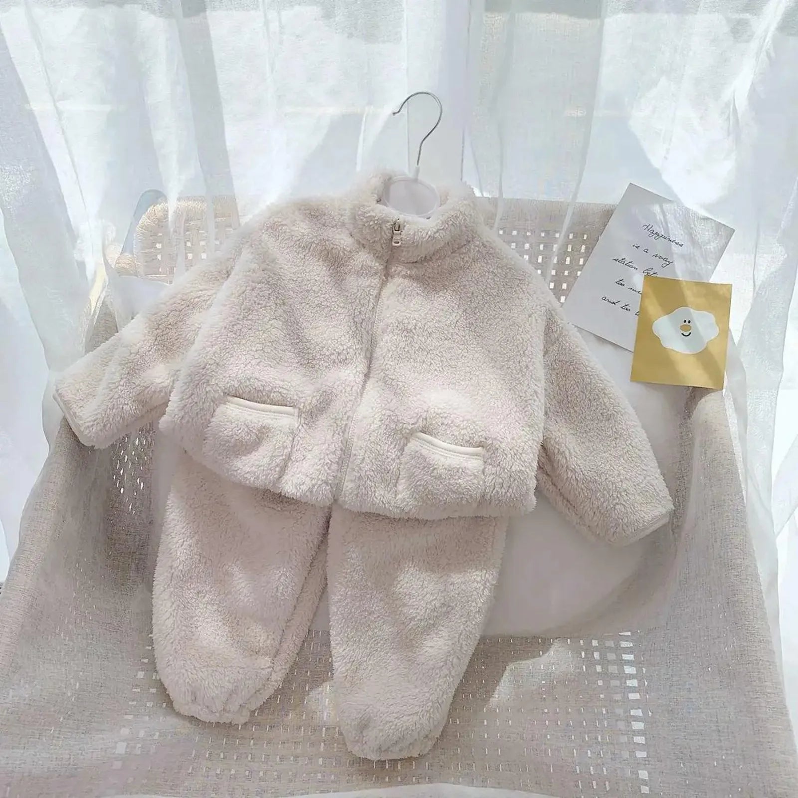 MOMSTAG Winter Baby Woolen Coats Top+Pants Two-piece Pajama Sets