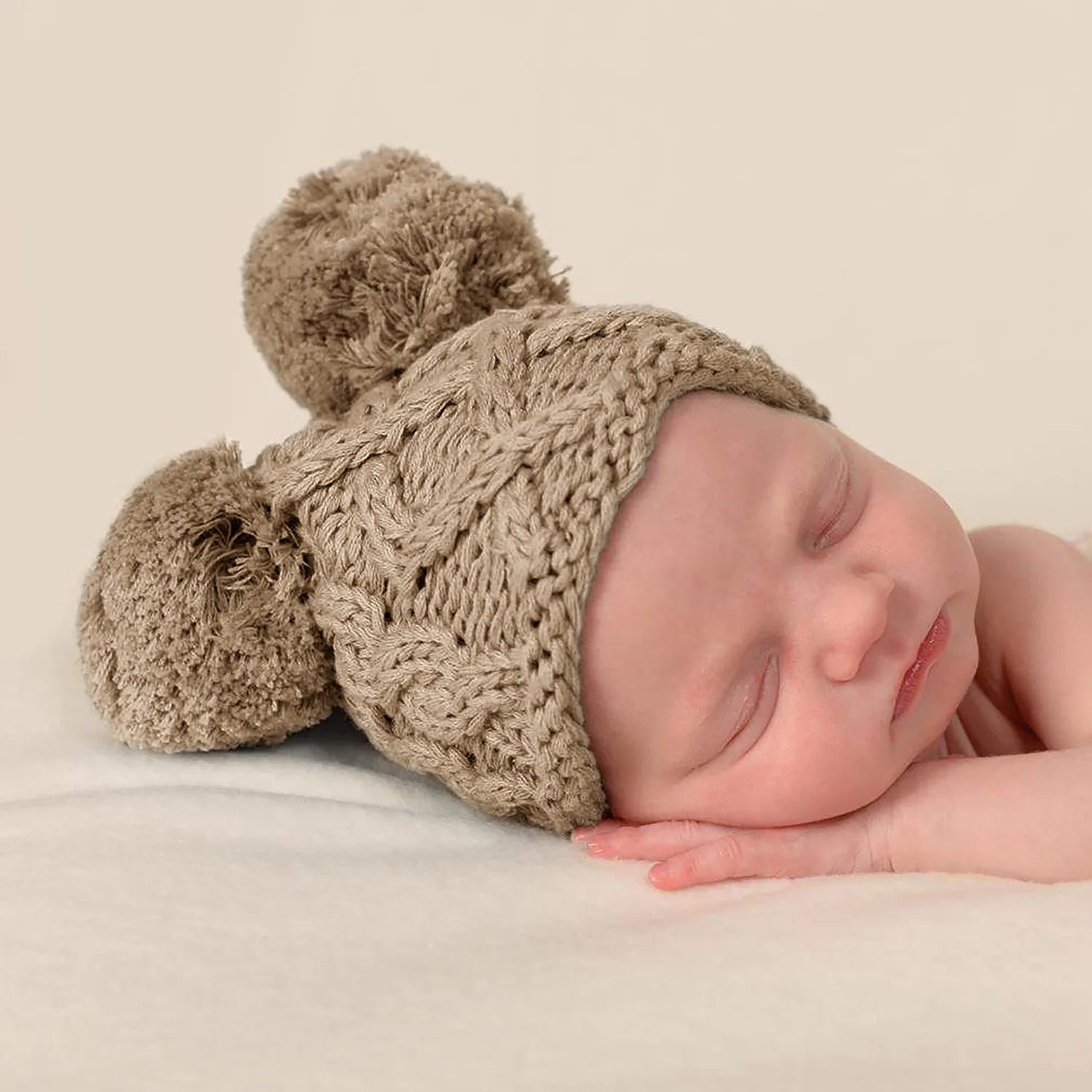 MOMSTAG Newborn Winter Crochet Bear Ear Hat - Baby Bonnet