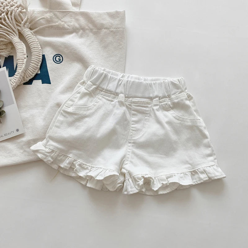 Girls Ruffle Shorts Denim Jeans