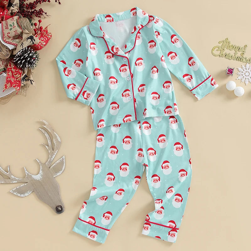 Cozy Santa Print Christmas Pajama Set