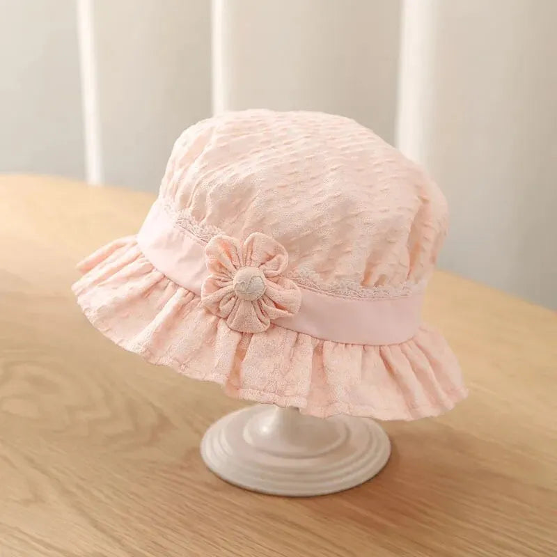 MOMSTAG Cute Flower Baby Girls Bucket Hat - Lace Cotton for Summer