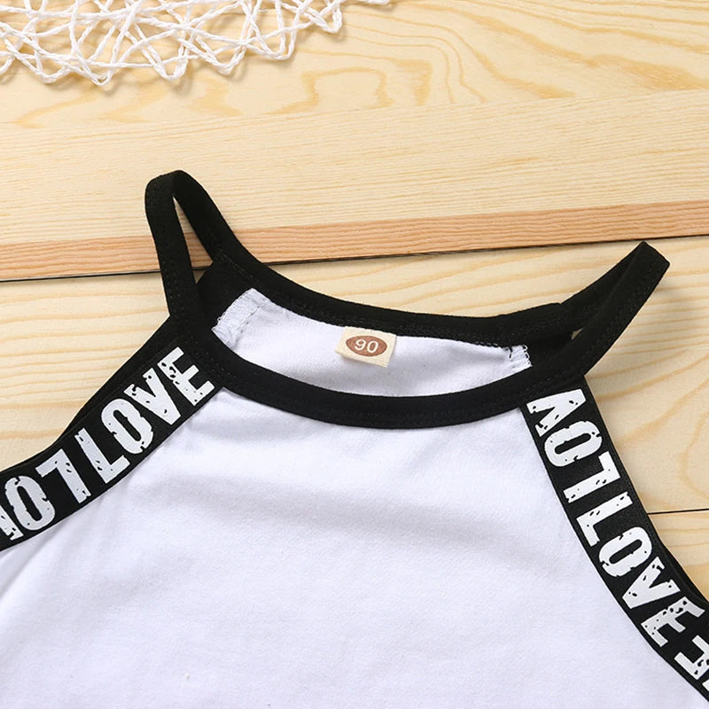 Trendy Summer Girls' 2-Piece Sports Set – Patchwork Camisole & Shorts