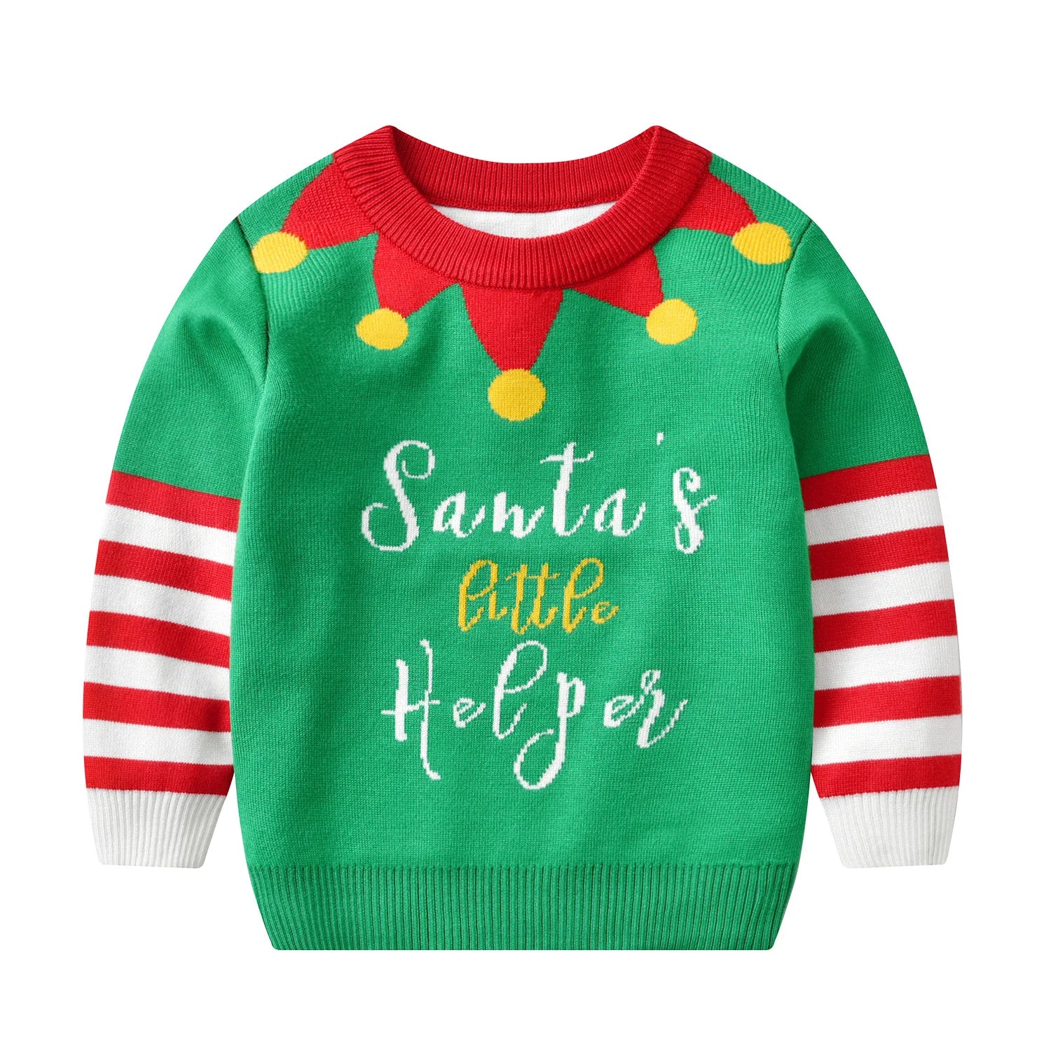 Kids Santa Christmas Cartoon Knit Sweater Pullover