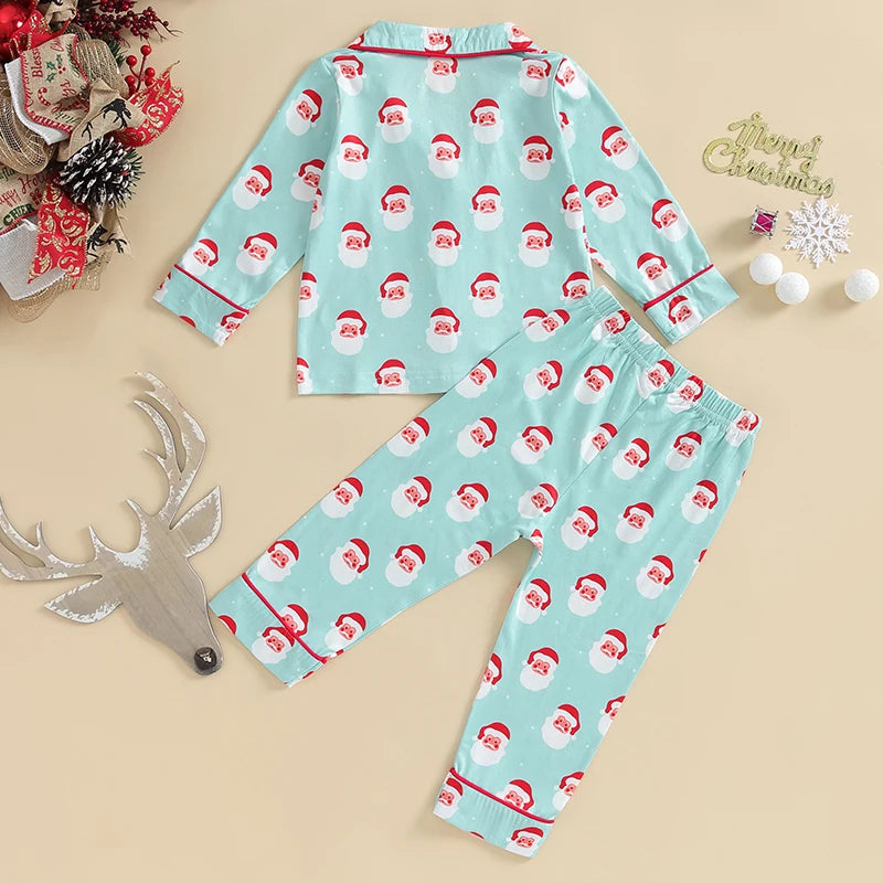 Cozy Santa Print Christmas Pajama Set