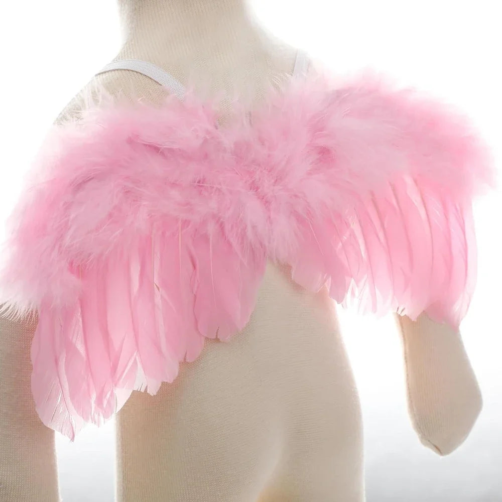 Newborn Angel Feather Wings & Leaf Flower Headband Set - Photography Props/Halloween Costume