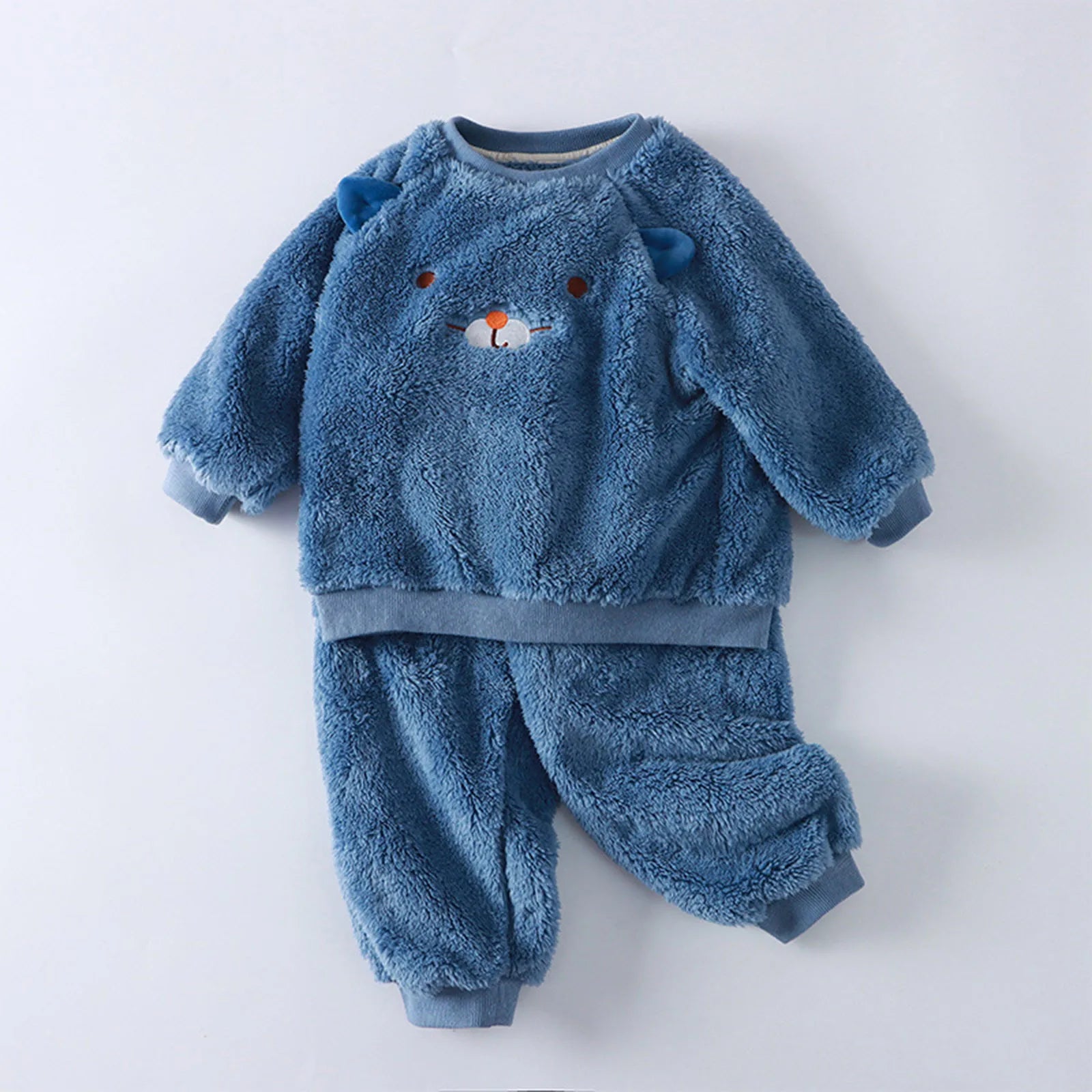 MOMSTAG Toddler Winter Thickened Warm Sleepwear Fleece Pajamas Tops+Pants Set