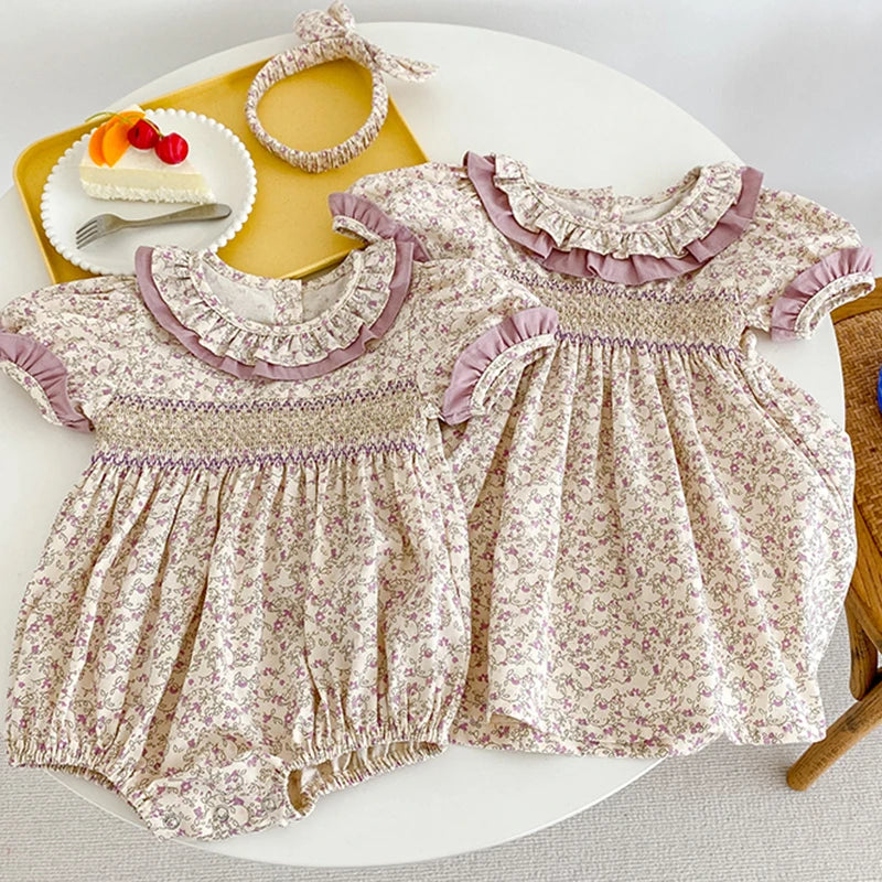 Lace Floral Toddler Girl Dress Family Matching Sister Outfit