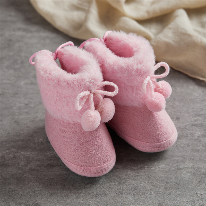 MOMSTAG Winter Warm Soft Sole Fluffy Lace up Boots for Toddlers