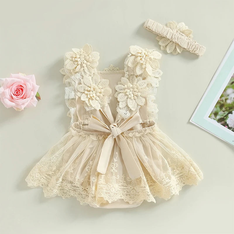 Boho Floral Lace Outfits for baby girl