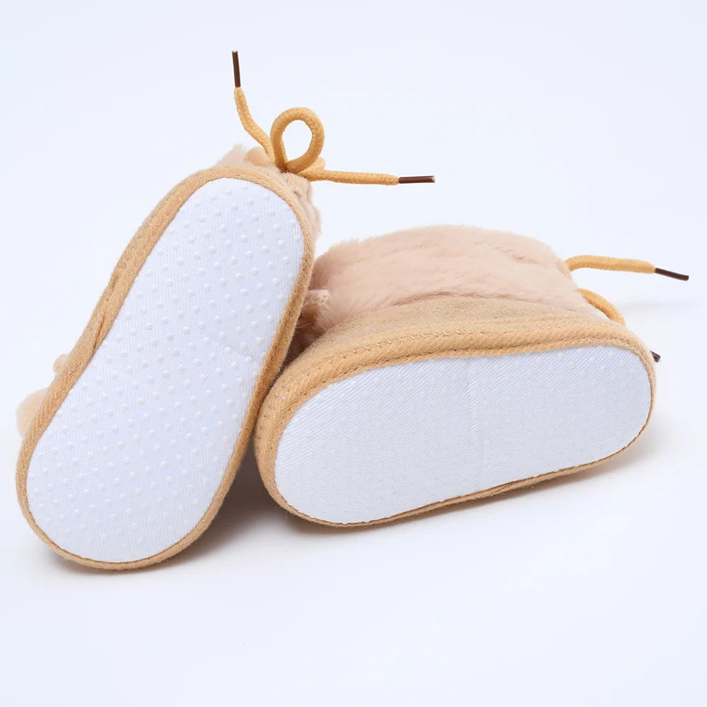 Soft Sole Fur Snow Booties for Babies