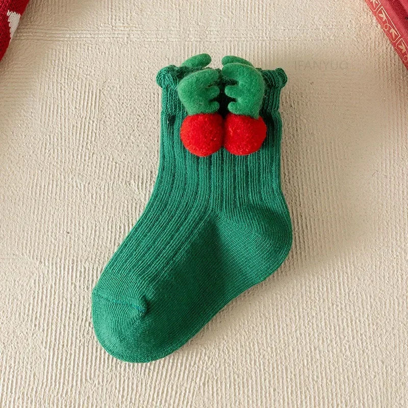 Girls Christmas Cotton Socks with Bows