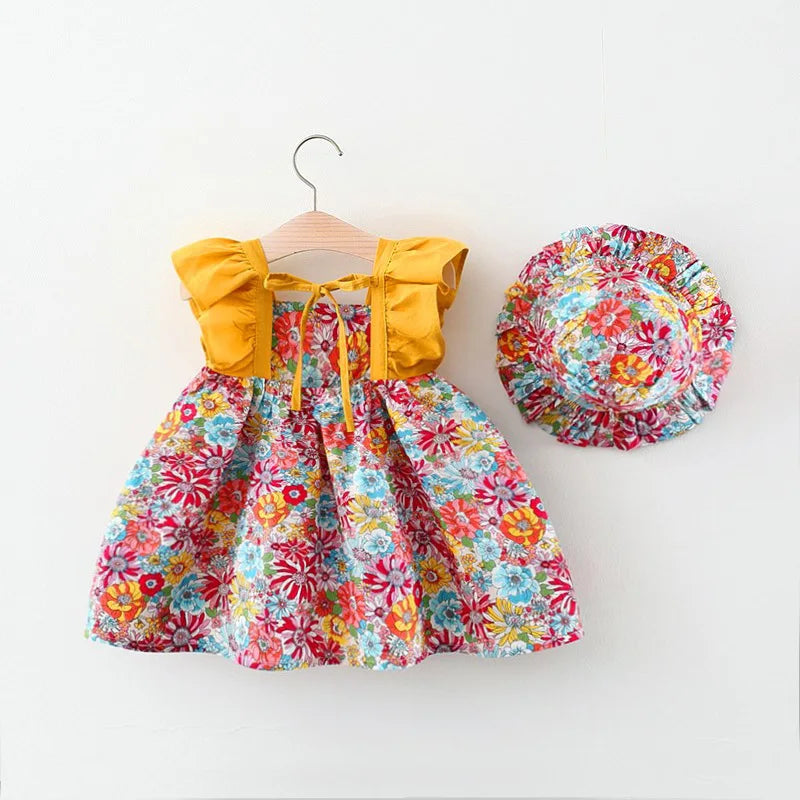 Baby Girl Hawaiian Dress and Hat Summer Clothes Set (9M-3Y)
