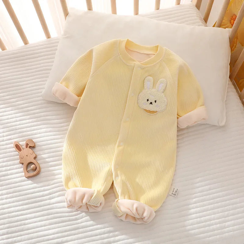 Cartoon Fleece Baby Jumpsuit 0-24M