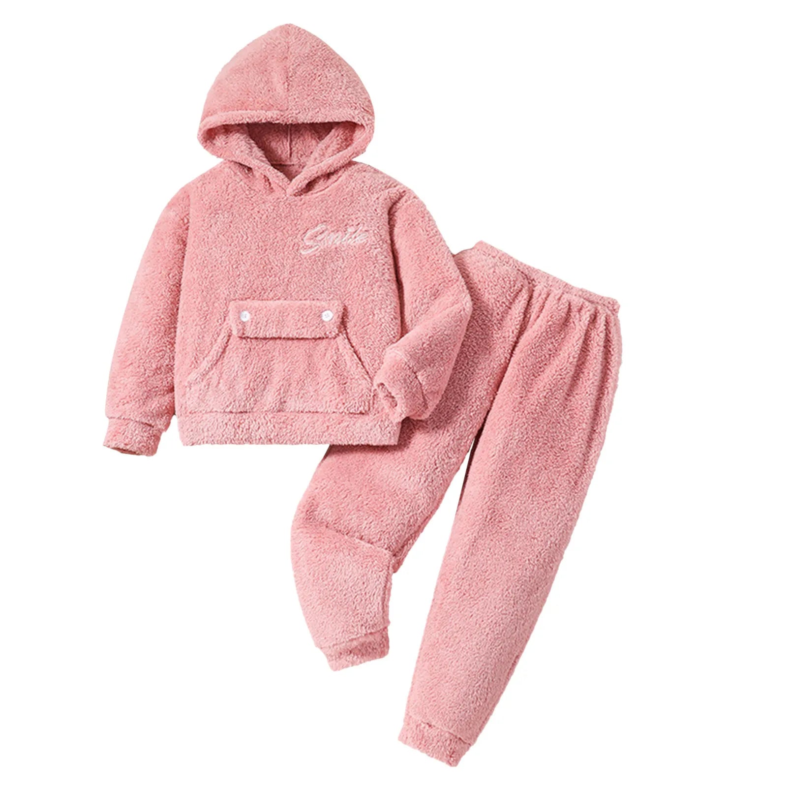 MOMSTAG Winter Girls Fleece Clothes Hoodie + Loose Sweatpants Set