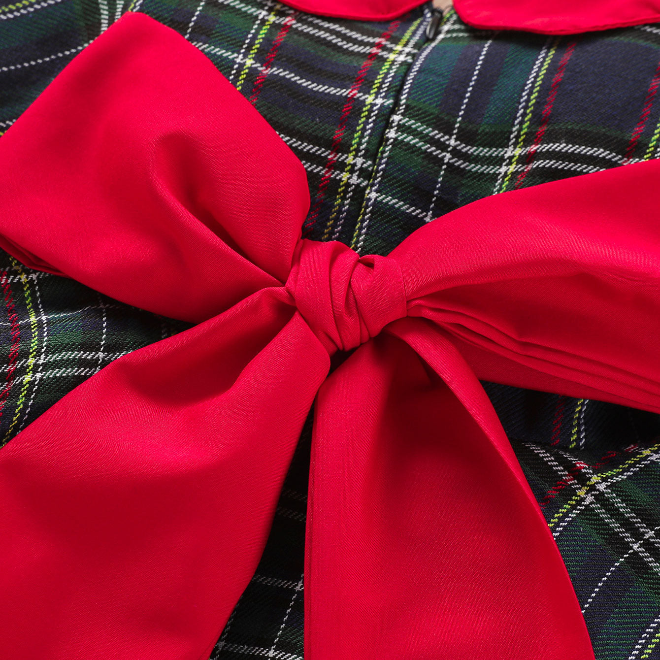 Girls Plaid Bow Christmas Red Tutu Dress