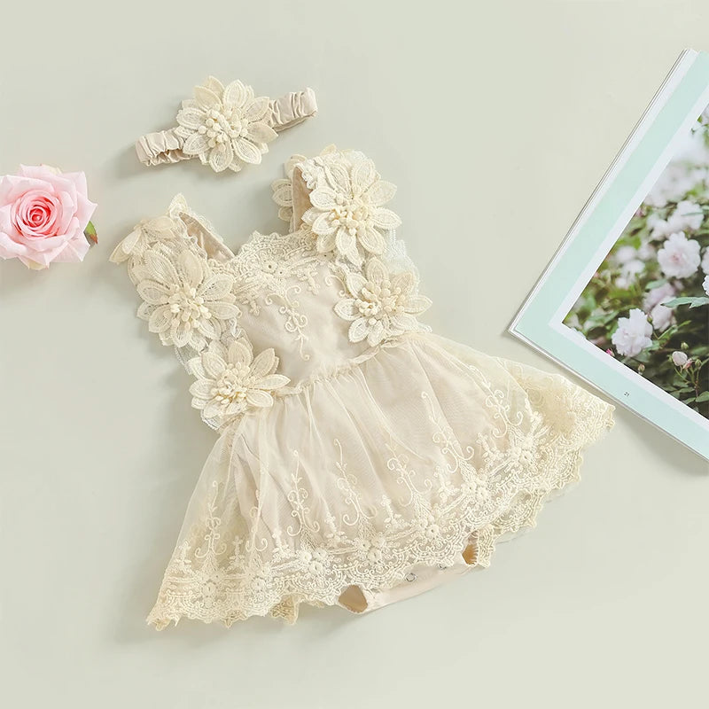 Boho Floral Lace Outfits for baby girl