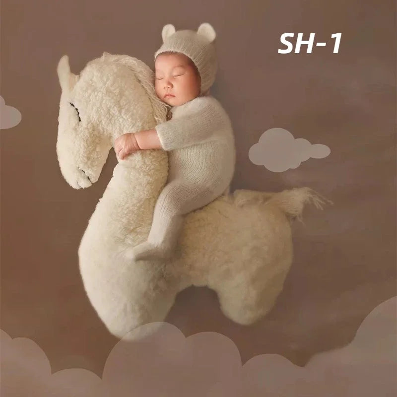 Newborn Photography Props Unicorn Posing Horse Pillow Cushion Blanket Backdrops Photo Studio Photo Mat Cute Plush Doll Decor