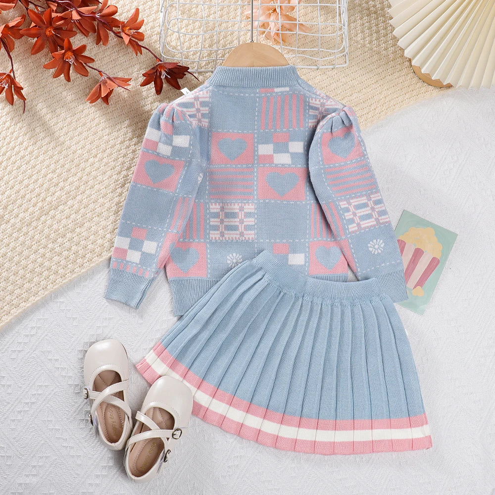 MOMSTAG Winter Girls Top + Skirt Sweater Set