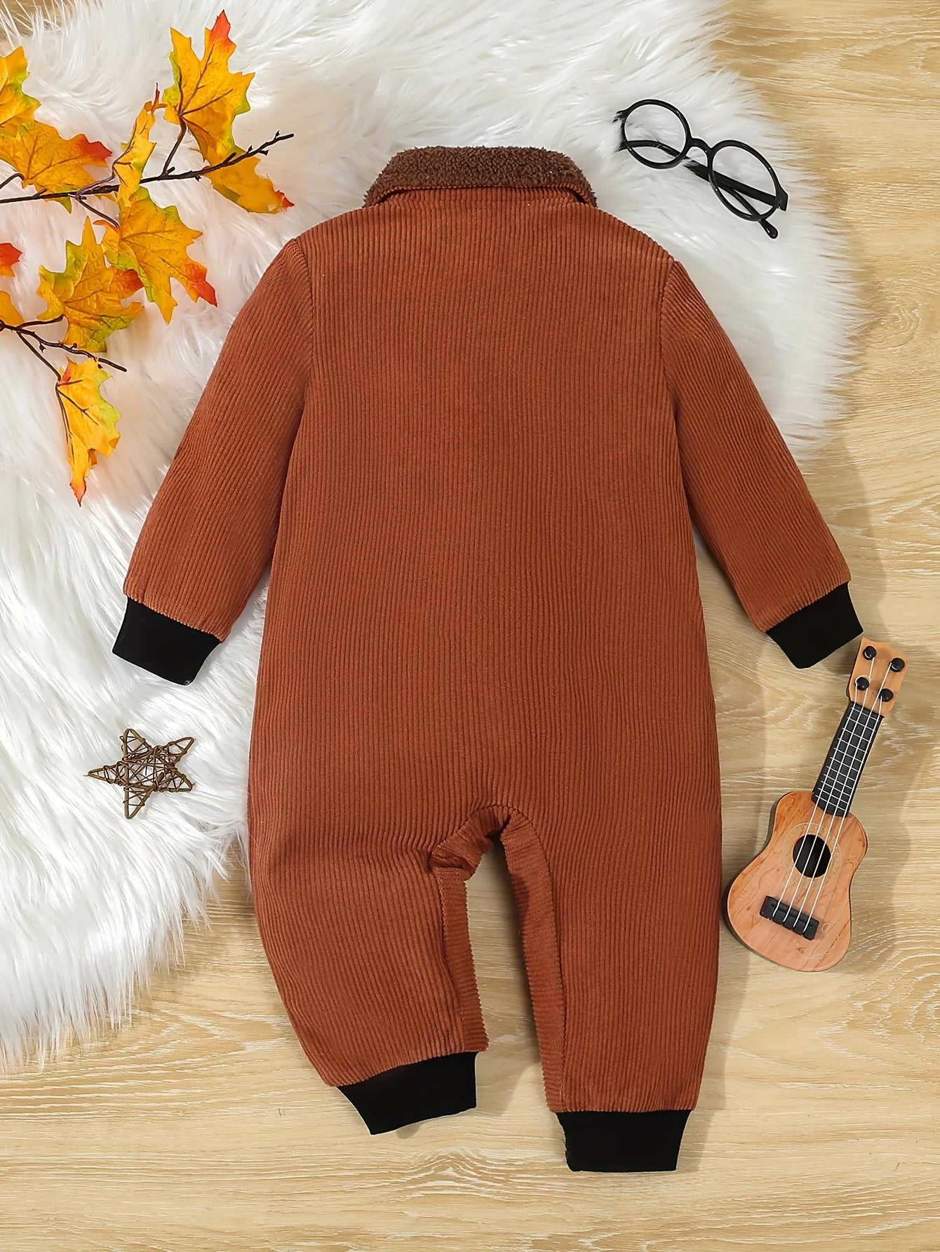 Baby Boy Fur Collar Jumpsuit