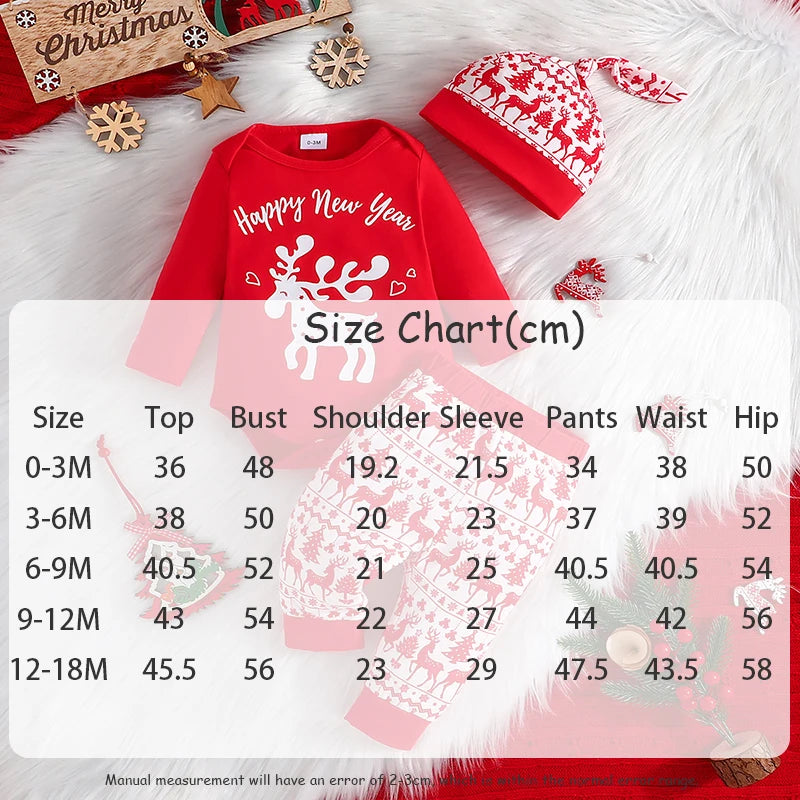 MOMSTAG 3Pcs Christmas Baby Clothes Set