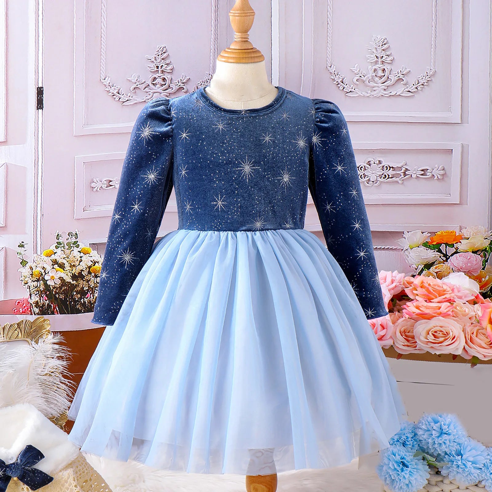 MOMSTAG Girls Christmas Princess Velvet Dress