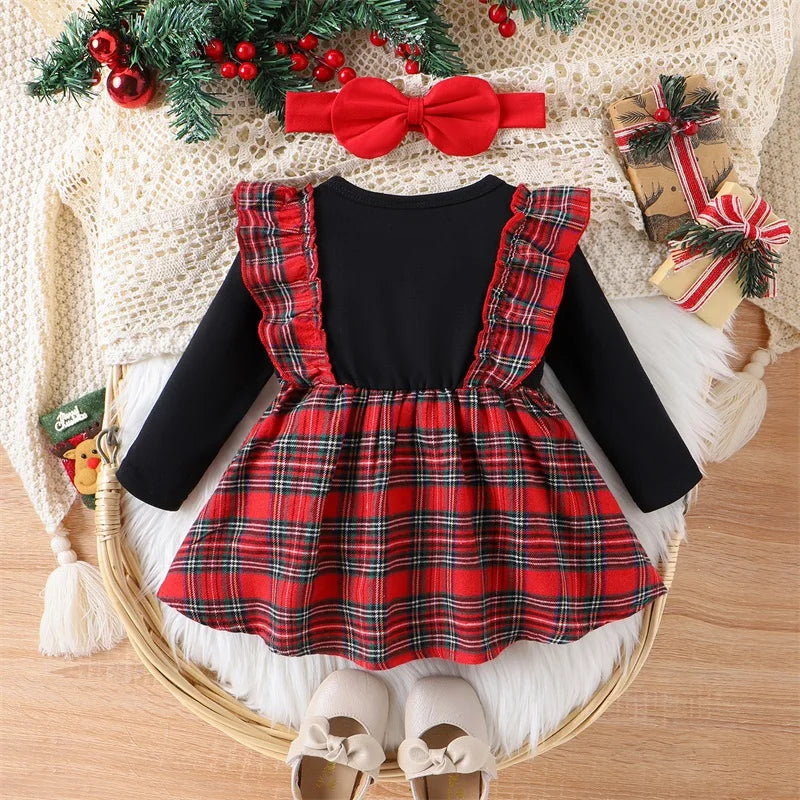 MOMSTAG 0-24M Baby Girls Christmas Patchwork Dress