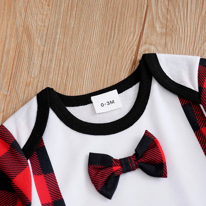 Christmas Baby Gentleman Plaid Jumpsuit Set