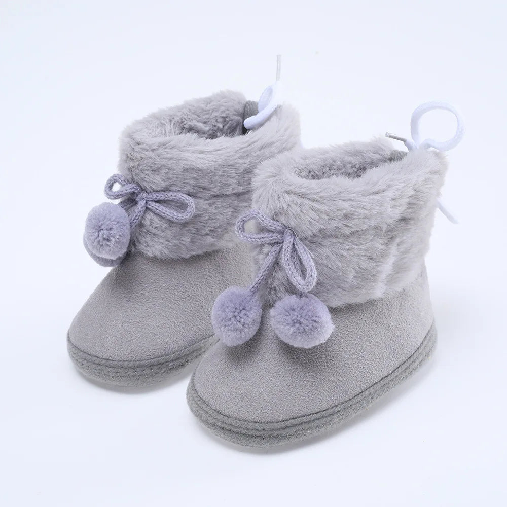 Soft Sole Fur Snow Booties for Babies