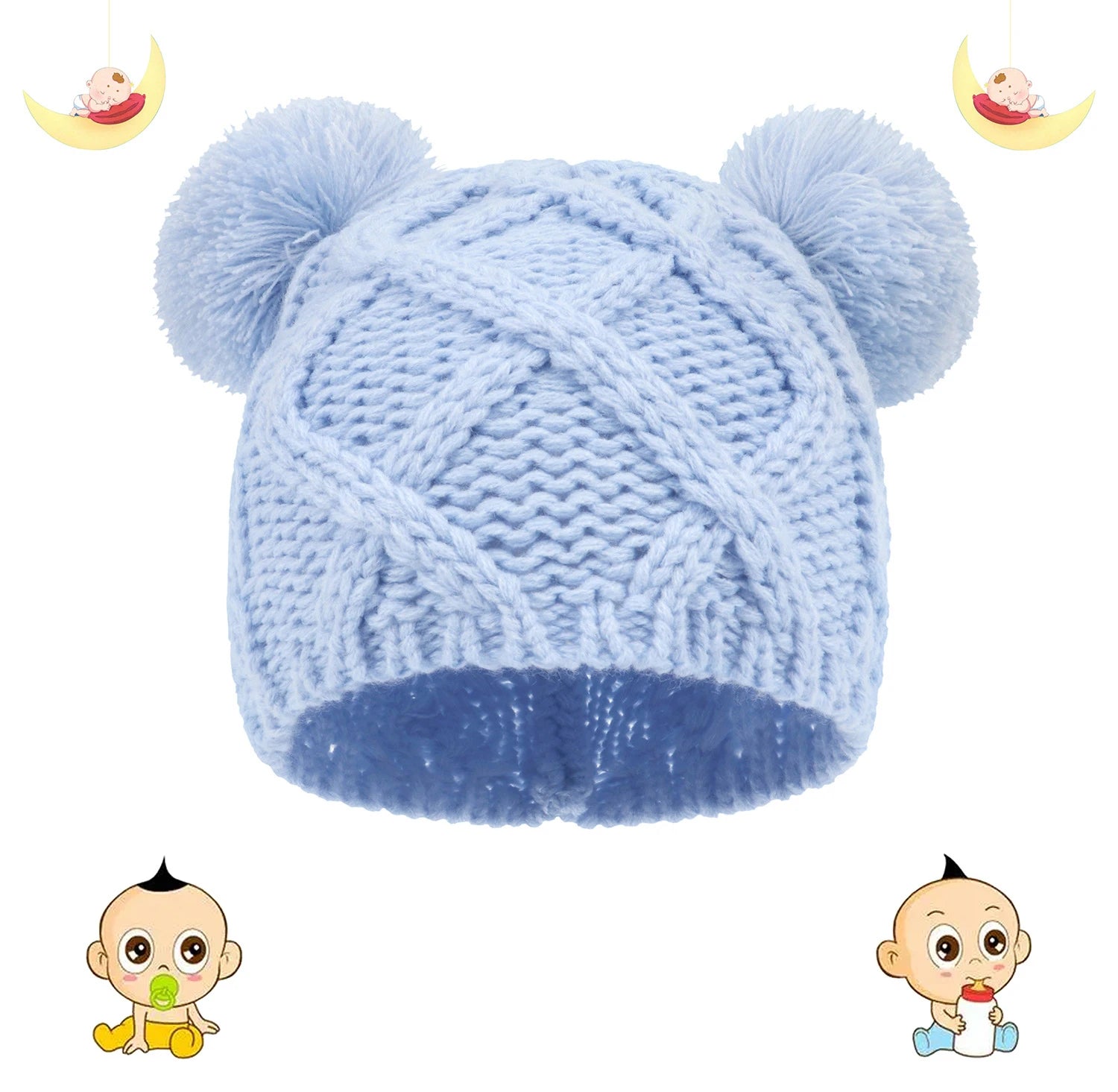 MOMSTAG Newborn Winter Crochet Bear Ear Hat - Baby Bonnet