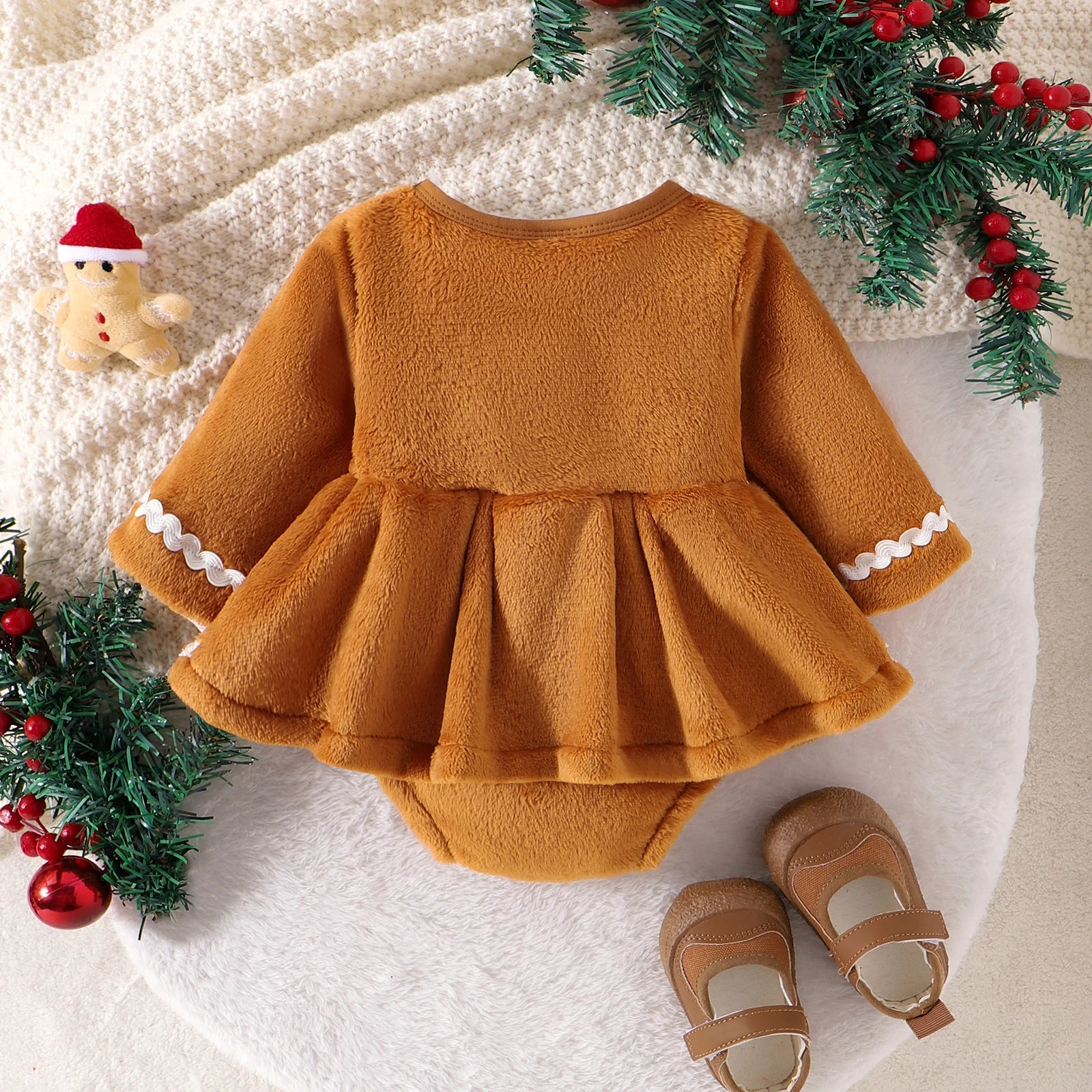 Cozy Winter Long-Sleeved Dress for Baby Girls