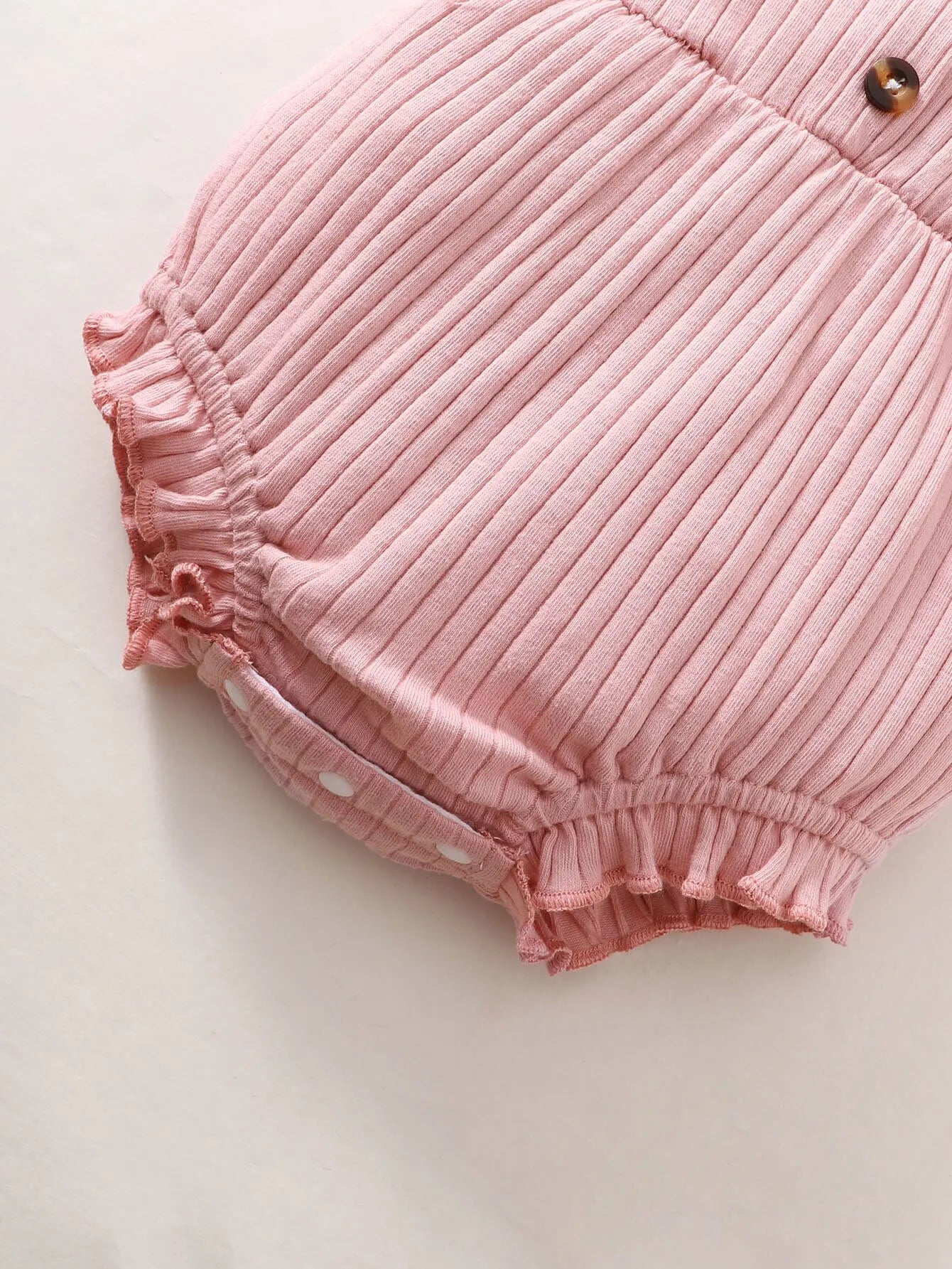 Baby Girl Romper Pink Ribbed Sling Bodysuit+ Headwear