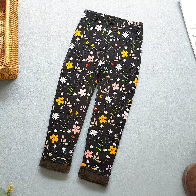 Girls Floral Winter Leggings Pants