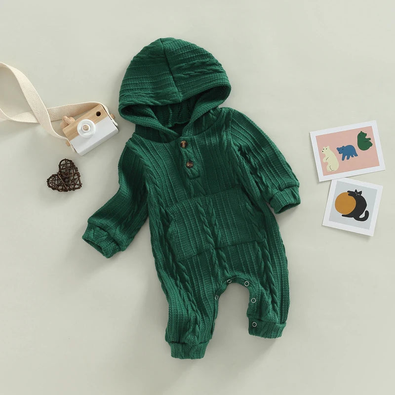 MOMSTAG Toddler Unisex Bodysuit Cozy Winter Warm  Hooded Romper