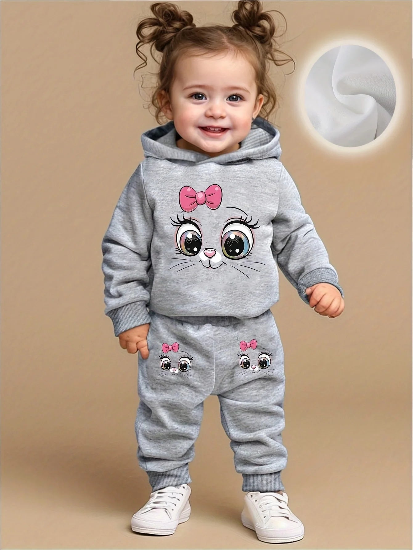 Baby Girls Cute Cartoon Hoodie Set (2-Piece)