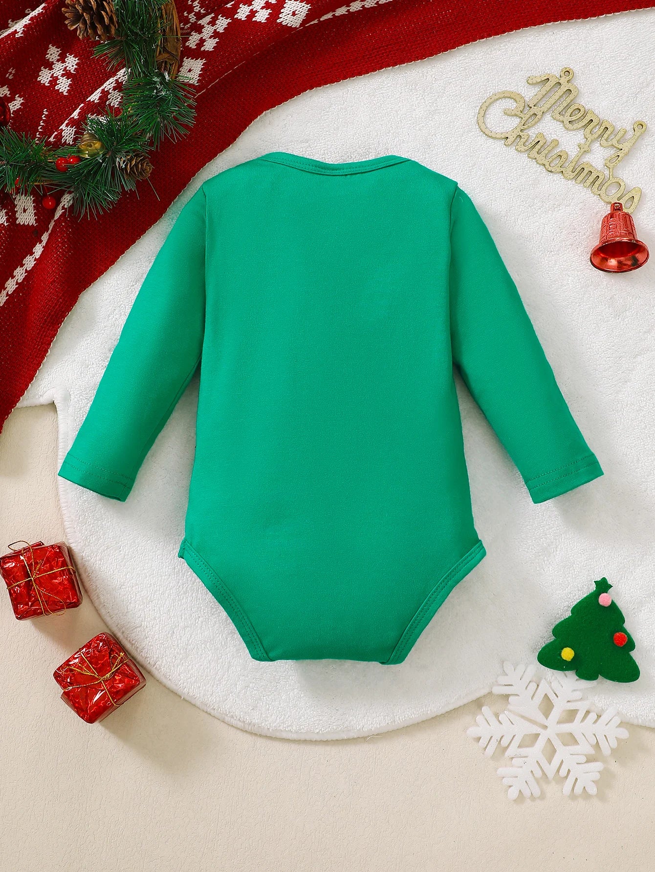 MOMSTAG Baby Boy Christmas Print Long sleeved Bodysuit