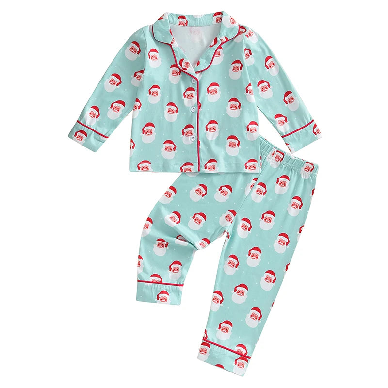 Cozy Santa Print Christmas Pajama Set