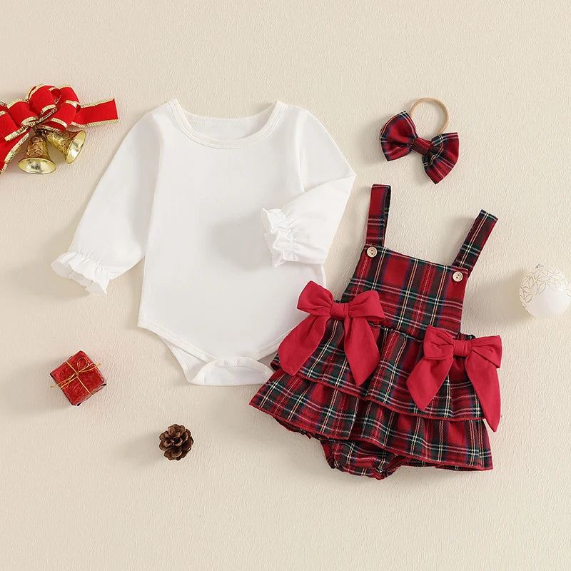 Plaid Holiday Baby Girl 3-Piece Outfit