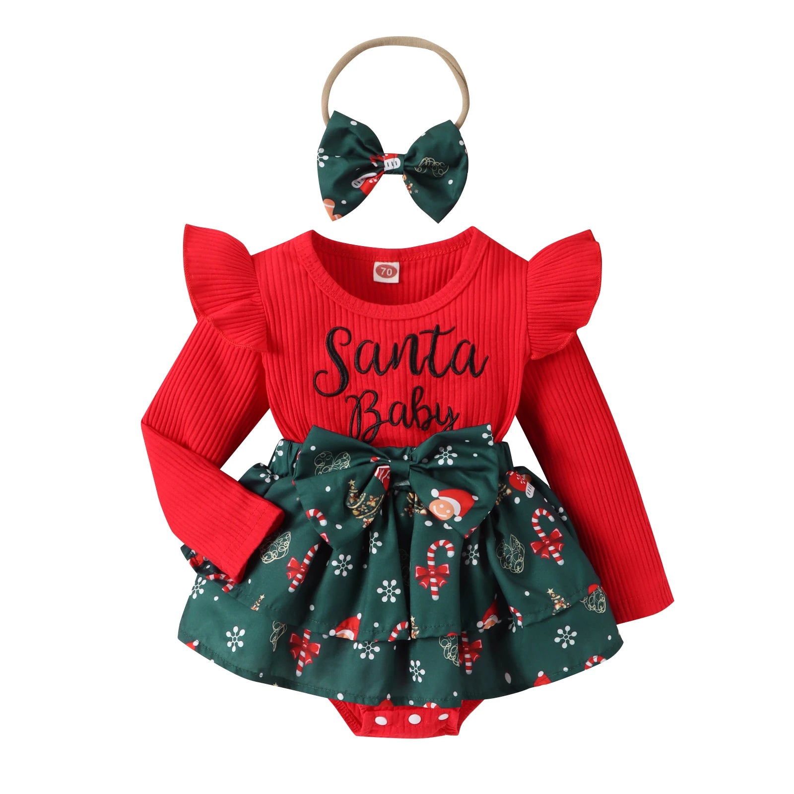 Cotton Christmas Baby Girl Santa Romper Dress