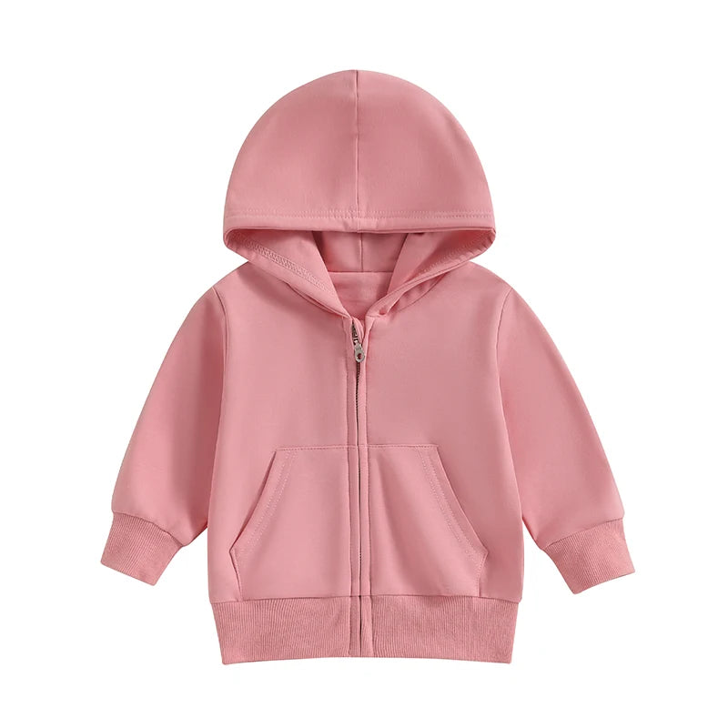 MOMSTAG Kids' Solid Zip-Up Hooded Jacket Winter