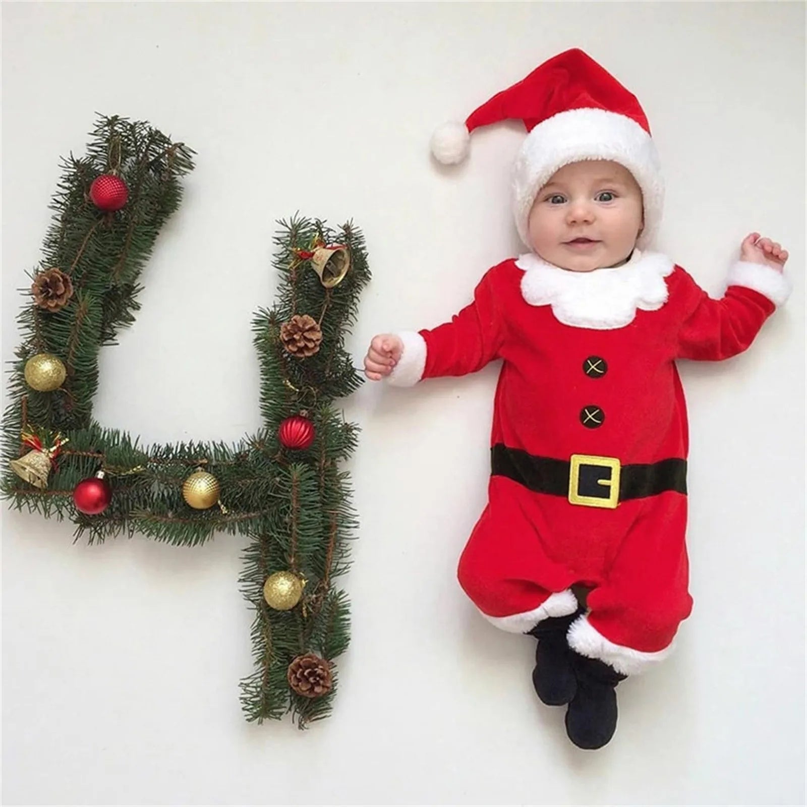 MOMSTAG Newborn Christmas Outfits Romper Hat Set