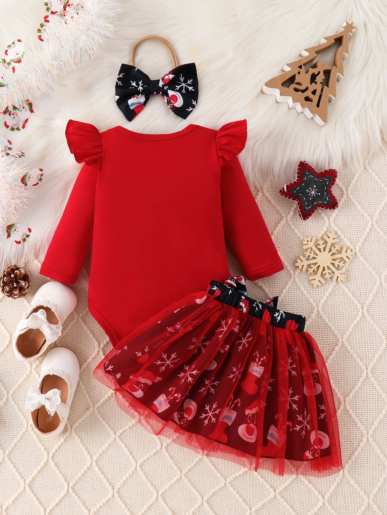 First Christmas Baby Girl Party Outfit Set