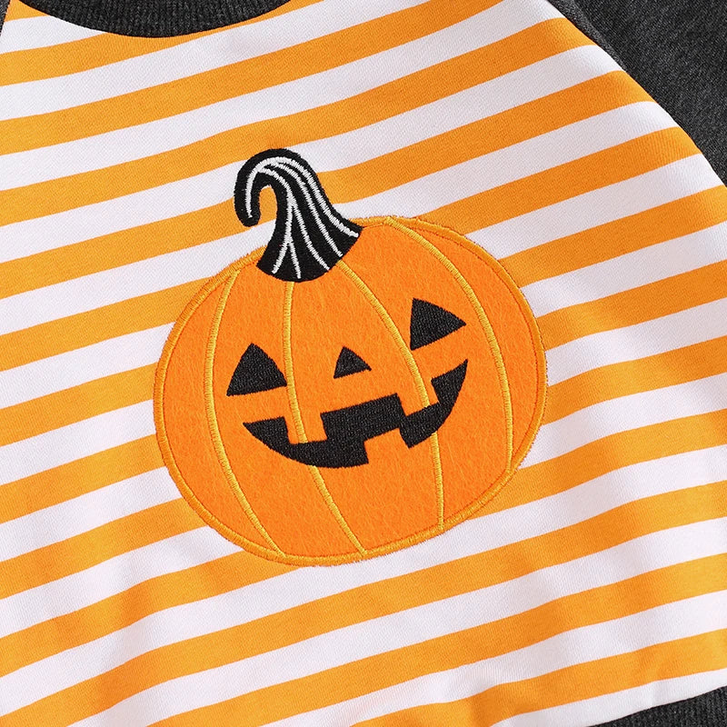 Toddler Halloween Embroidered Long Sleeve Sweatshirt & Pants Outfits