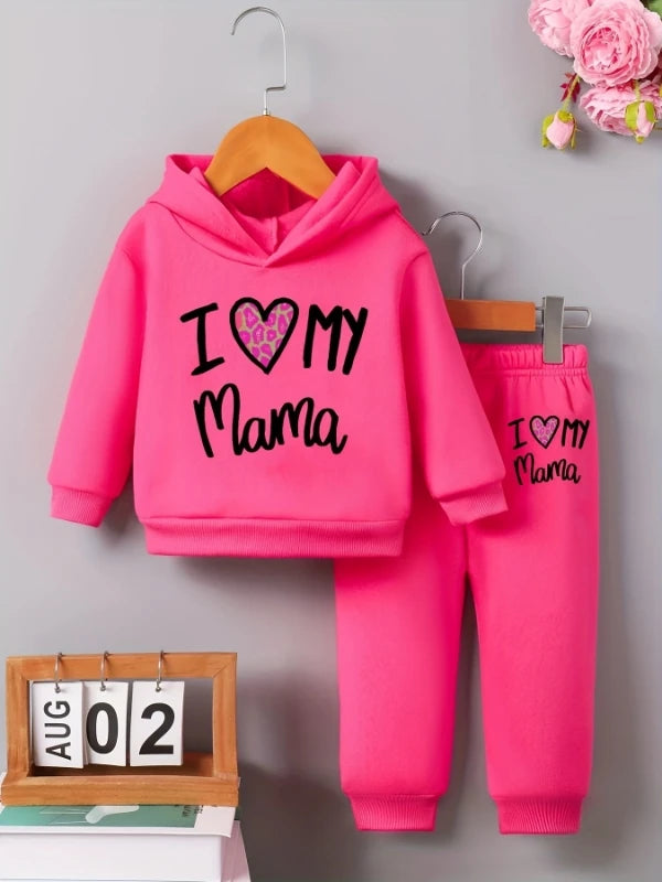 I Love My Mama Girls Hoodie Set