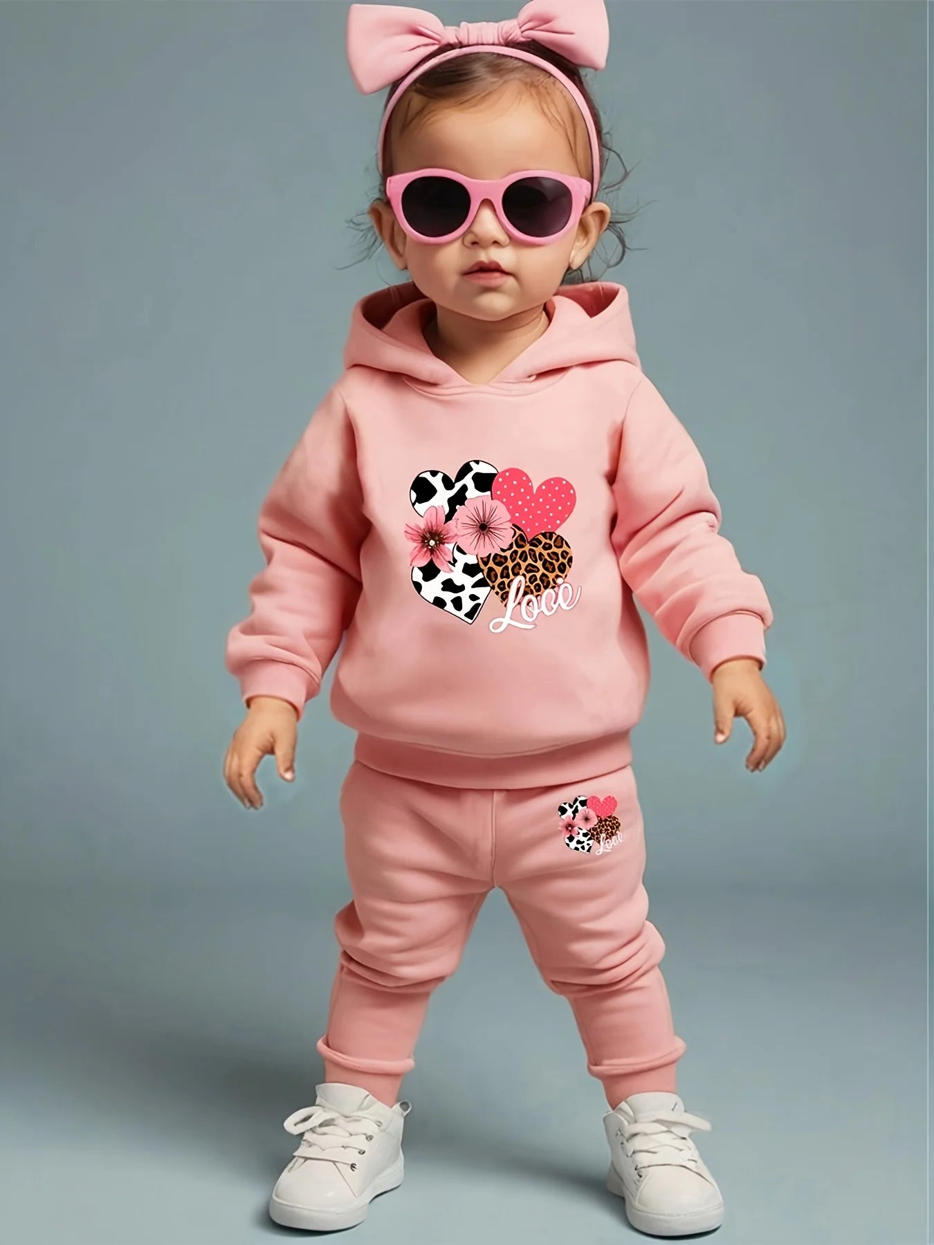Baby Girl Heart Hoodie Set (6–36 Months)