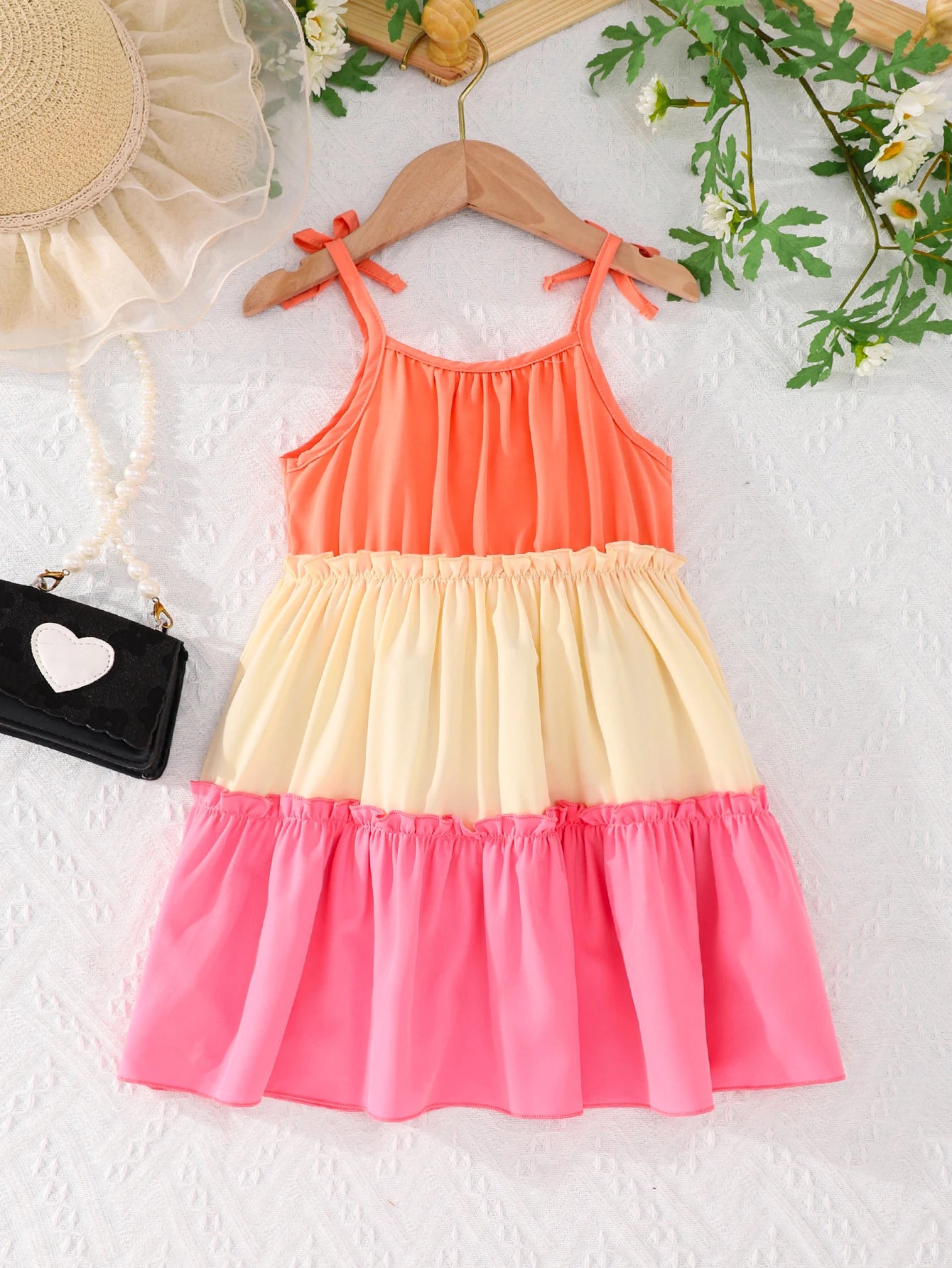 Contrasting Color Slip Dress for Girls