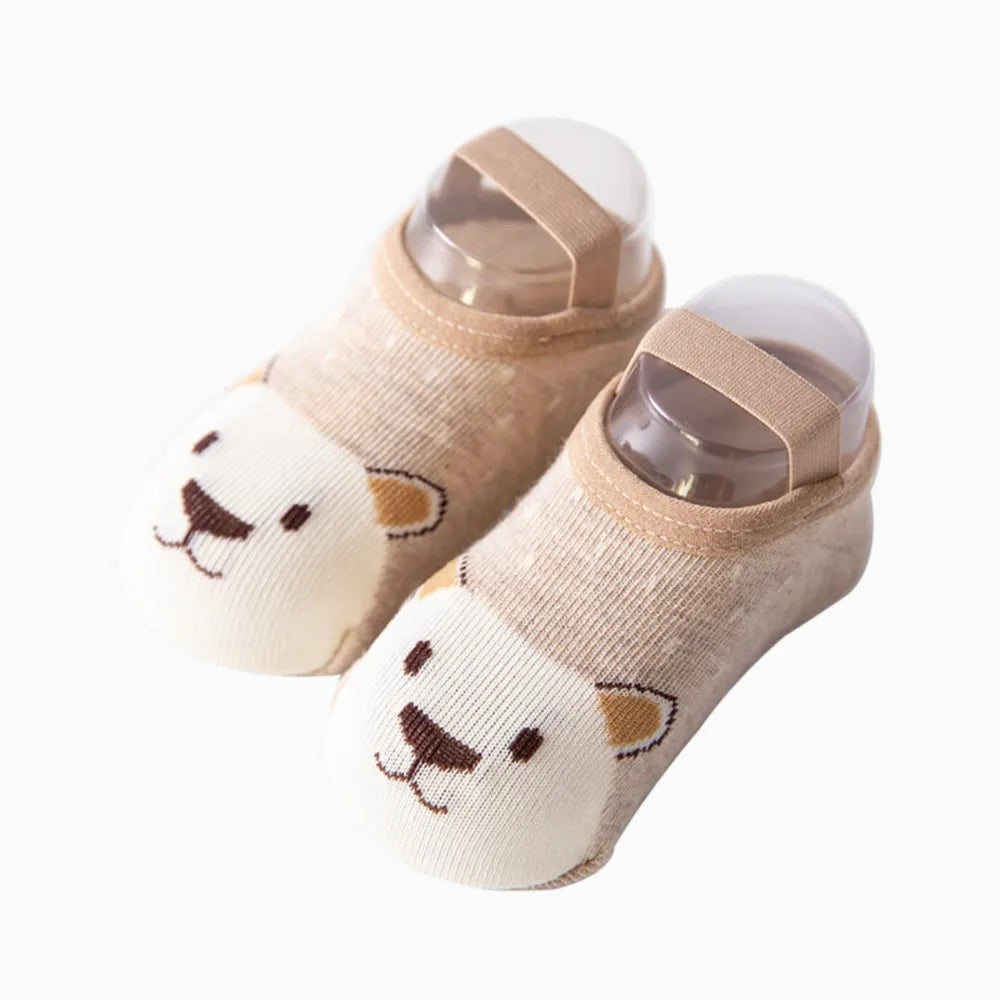 Soft Cotton Ankle Booties with Non-Slip Soles for Babies