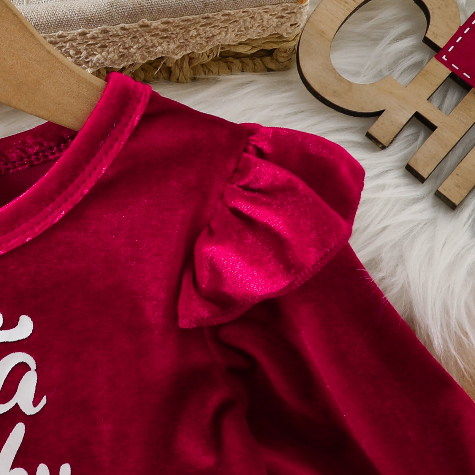 Baby Girl Velvet Party Romper Christmas Set