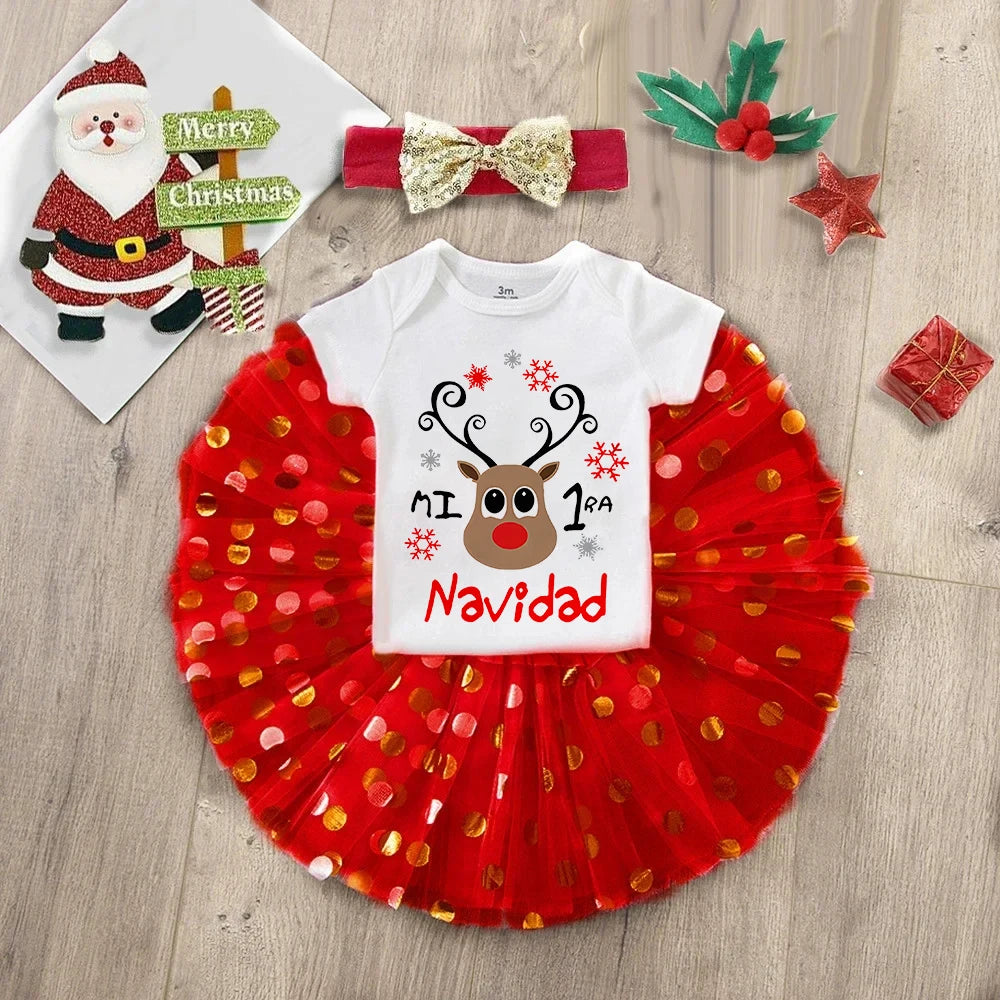 MOMSTAG My First Christmas Deer Print Baby Bodysuit