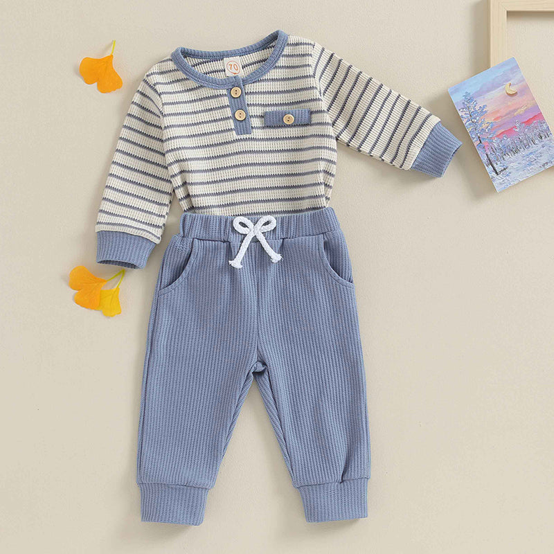 MOMSTAG Newborn Baby Boy Girl Fall Winter Romper Long Pants Set