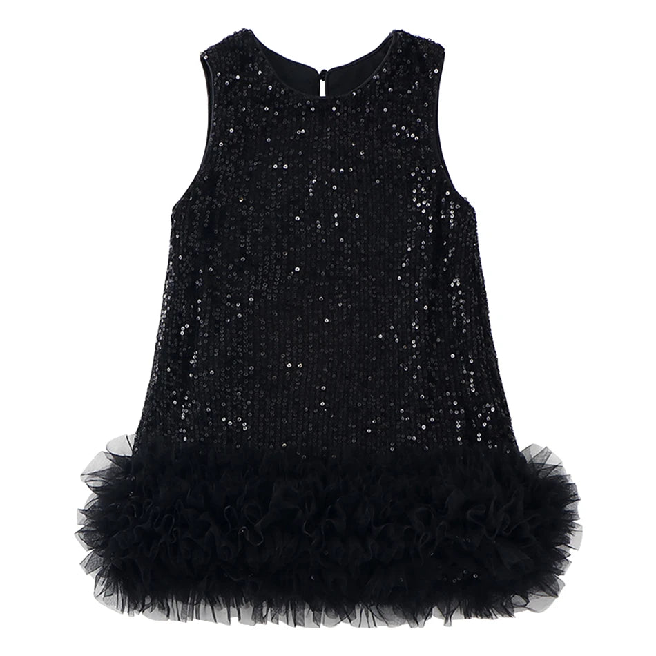 Girls Sparkly Sequin Princess Dress | Sleeveless Party Gown for 2–8 Years
